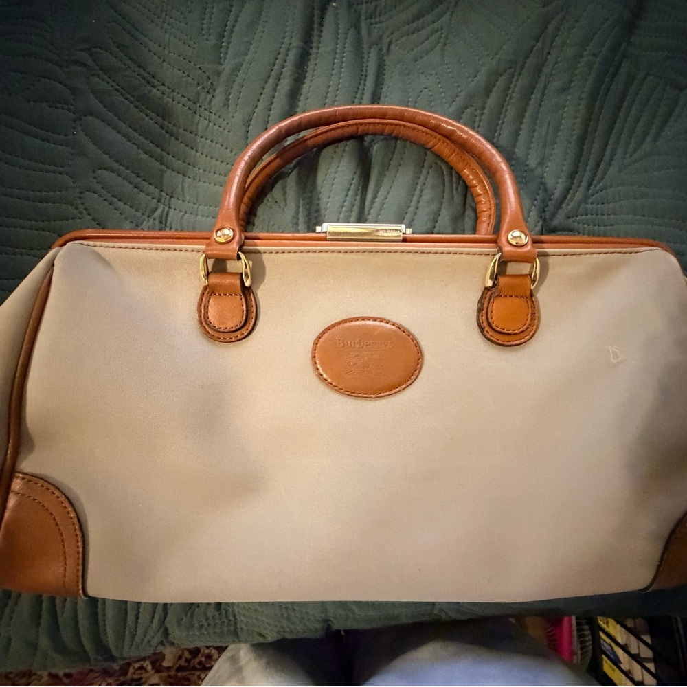 Vintage Burberrys Canvas Leather Doctor Bag Nova Check Travel Satchel